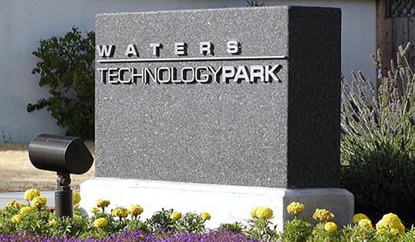 Stainless steel letterset mounted on granite monument