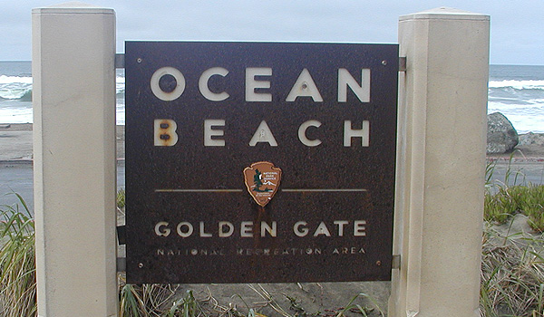 GGNRA standard.  Corten steel with corian backer.  Izone plaque.  Ocean Beach, SF