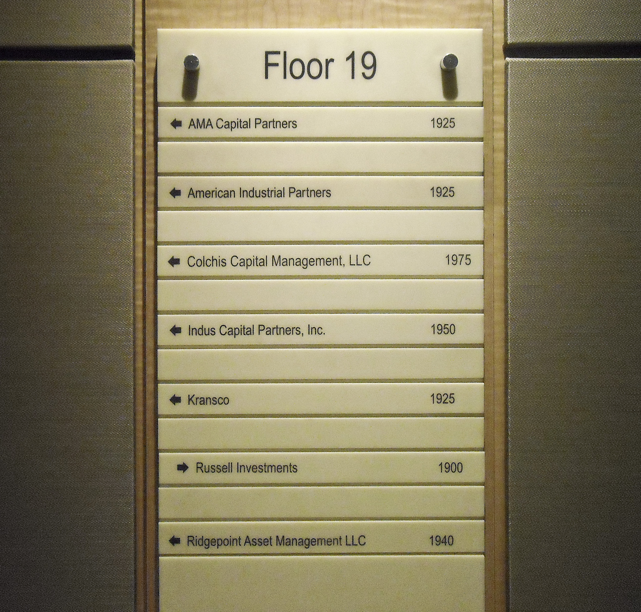 Floor 19 Directory Panel